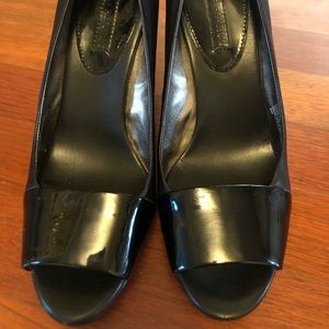 Banana Republic Black Patent Wedge Pumps